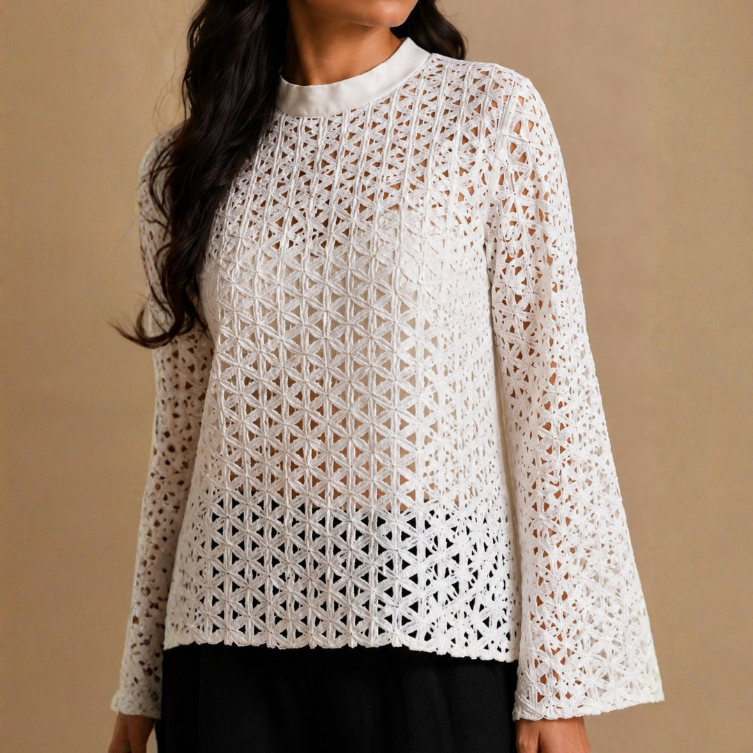 White Schiffli Top