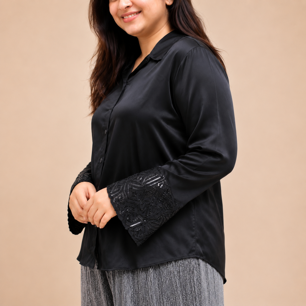 Black Sequin Shirt