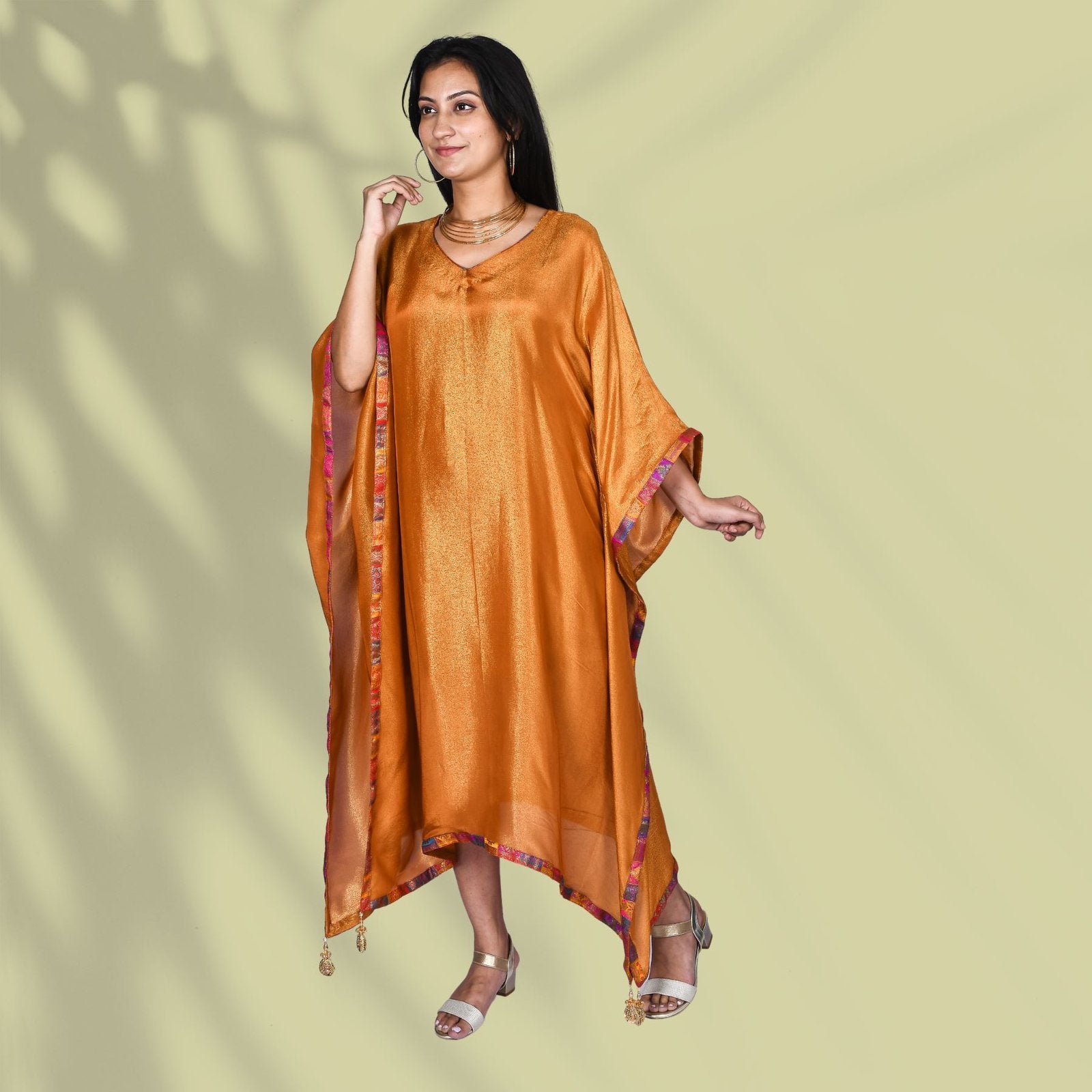 Mustard Plain Tissue Kaftan