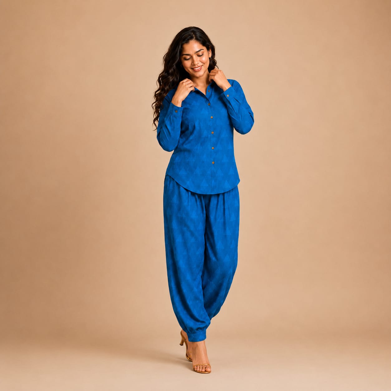 Blue Pintucks Coord