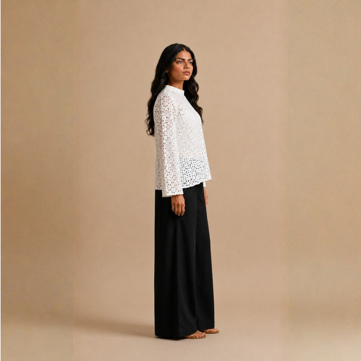 White Schiffli Top