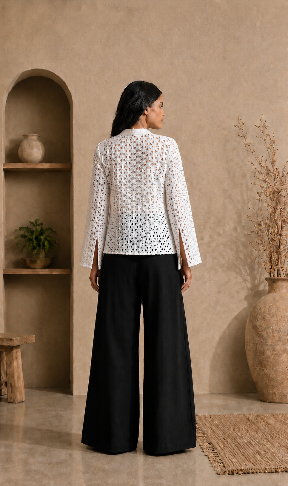White Schiffli Top