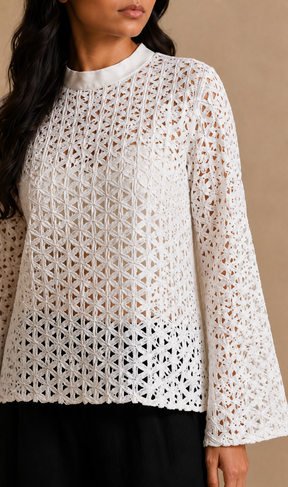 White Schiffli Top