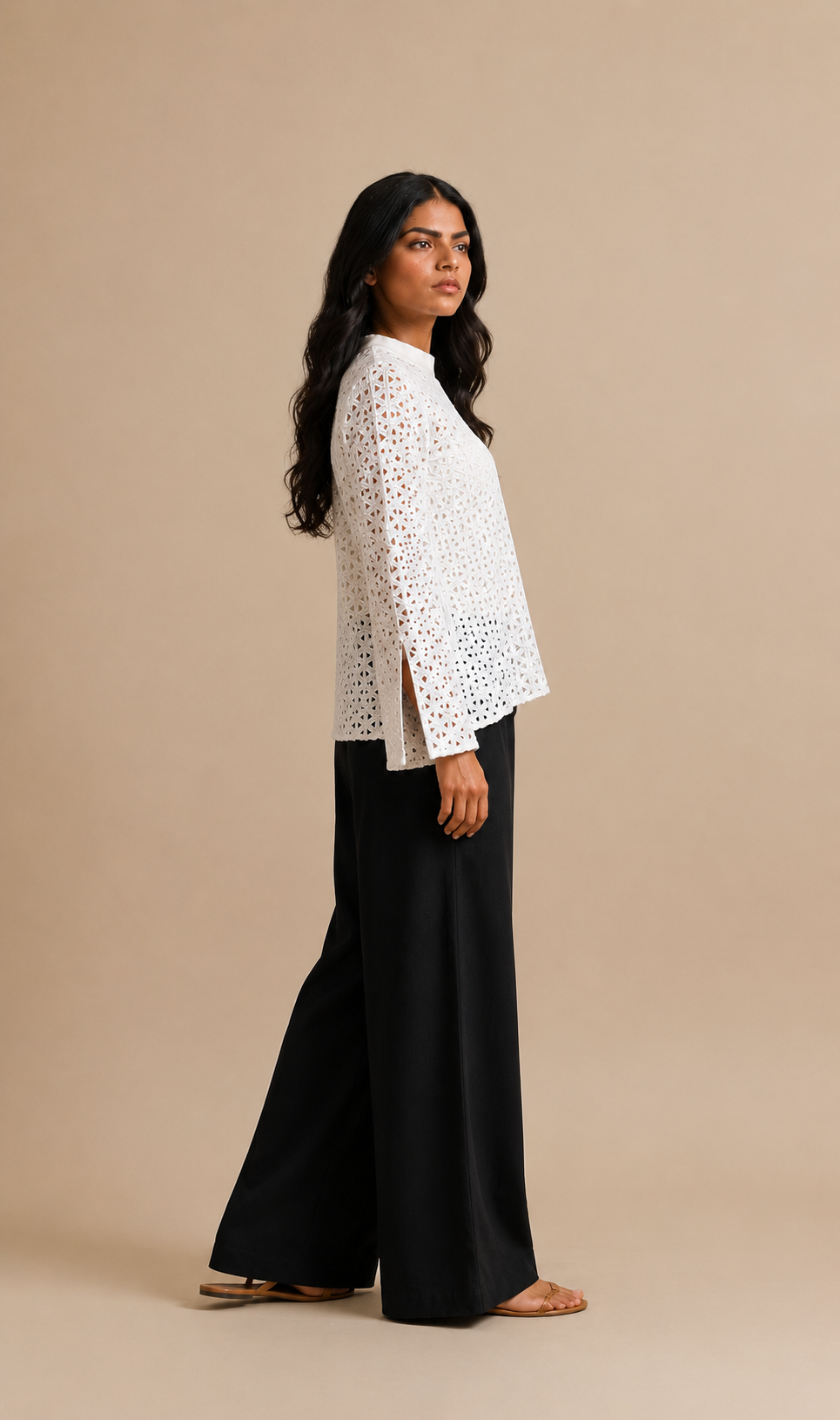 White Schiffli Top