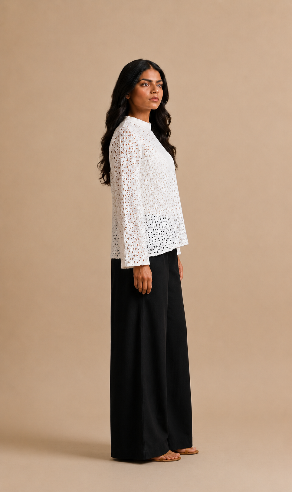 White Schiffli Top