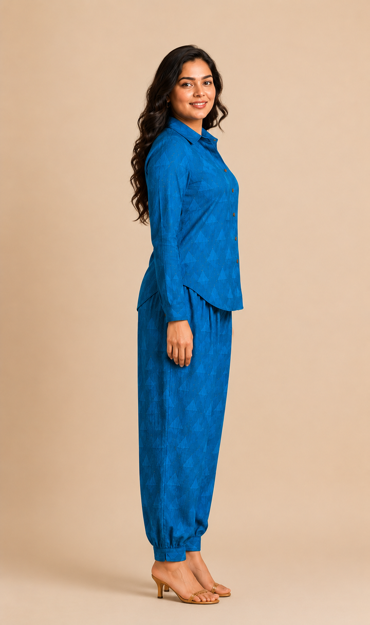Blue Pintucks Coord