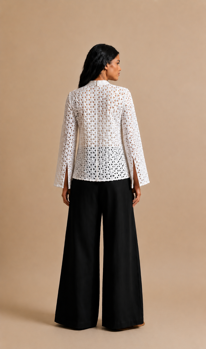 White Schiffli Top