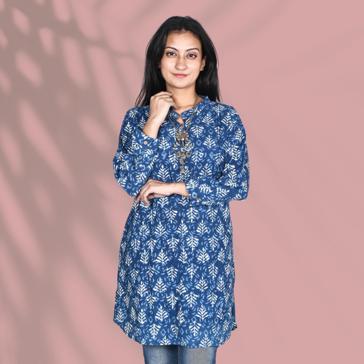 Blue Long-Cuff Kurti