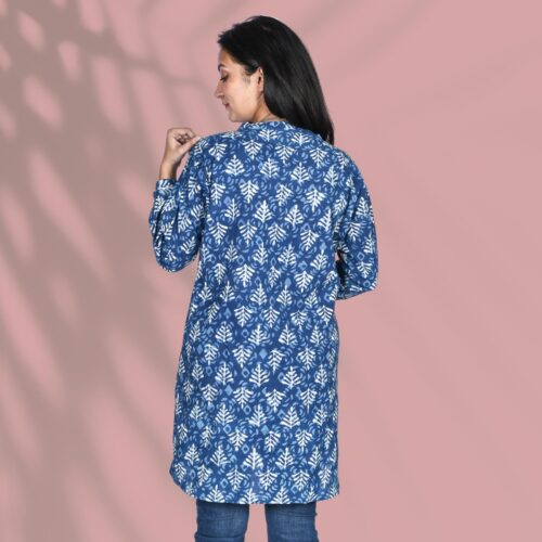 Blue Long-Cuff Kurti Back