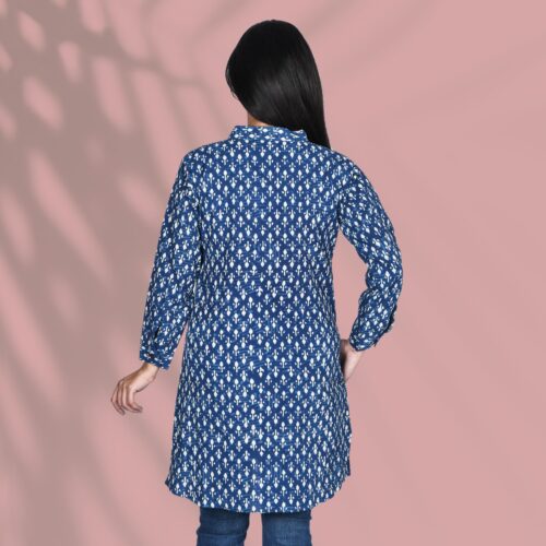 Blue Long-Cuff Kurti Back