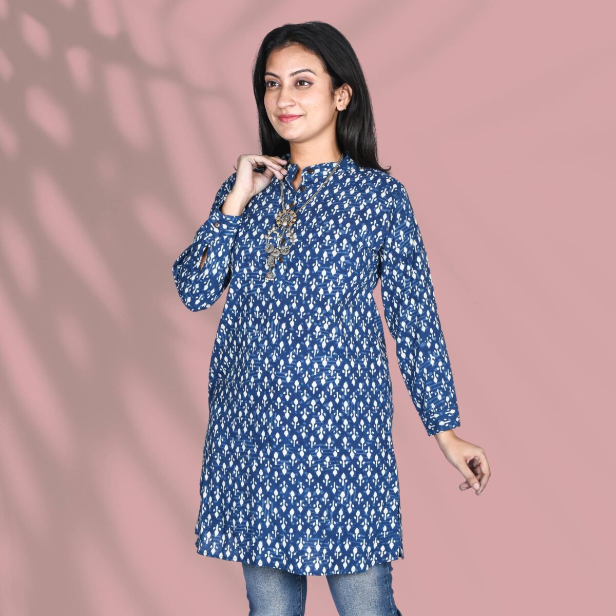 Blue Long-Cuff Kurti Left