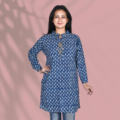 Blue Long-Cuff Kurti