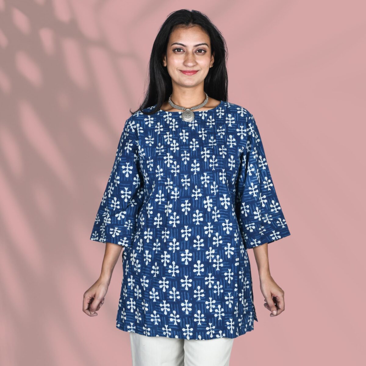 Indigo Pintuck Short Kurti 3