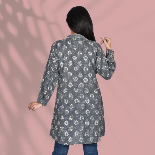 Gray Long-Cuff Kurti Back