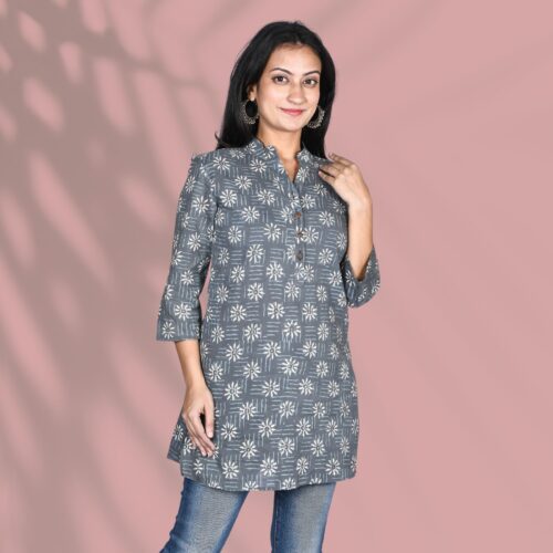 Grey Long Chinese Kurti Right