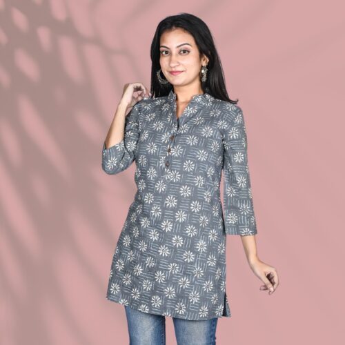 Grey Long Chinese Kurti