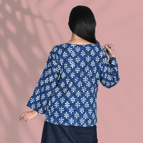 Boat Neck Navy Blue Top Back