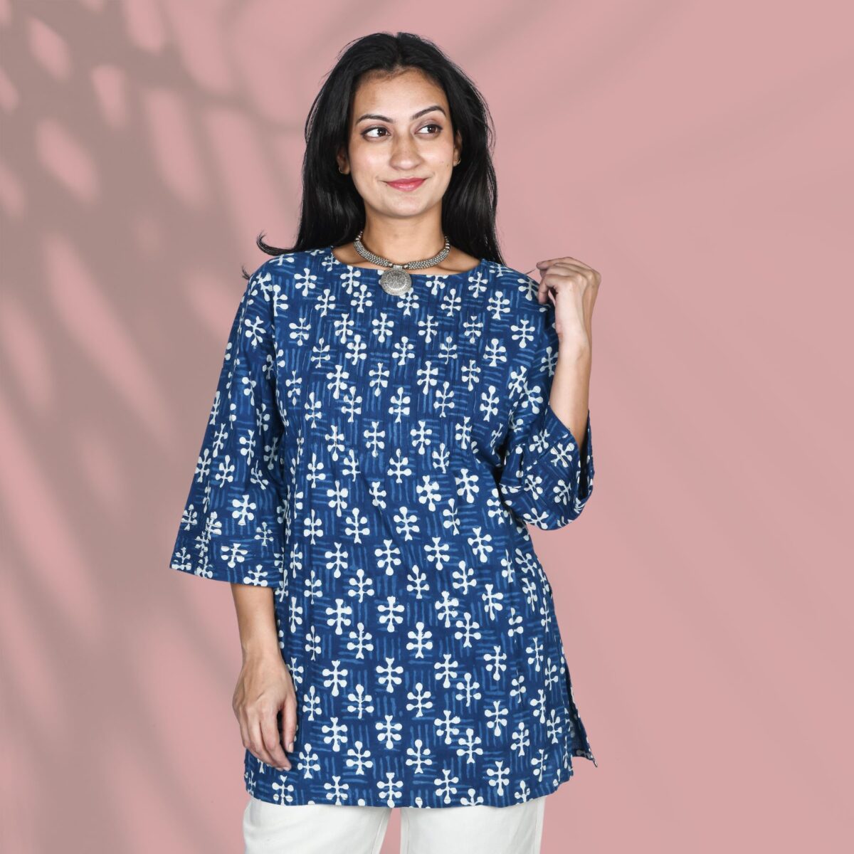 Indigo Pintuck Short Kurti