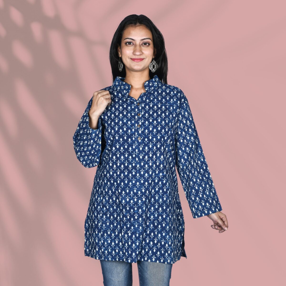 Indigo Long Chinese Kurti