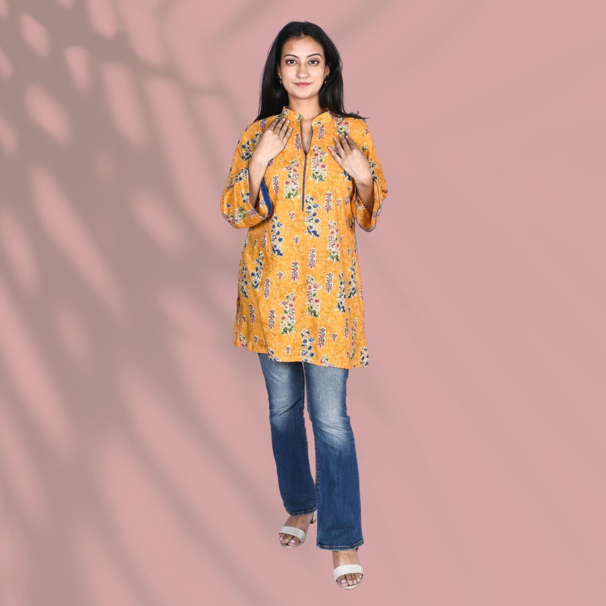 Mustard Short Kurti Look