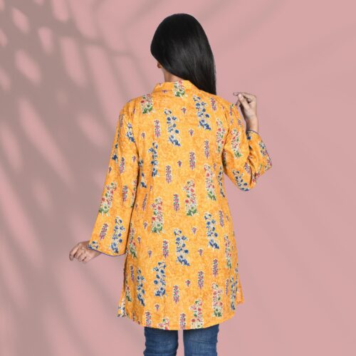 Mustard Short Kurti Back