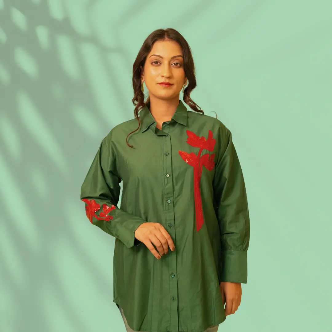 Green Modal Silk Shirt