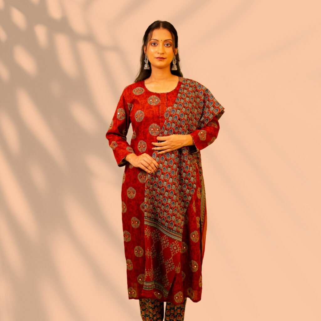 Rust and Blue Cotton Suit